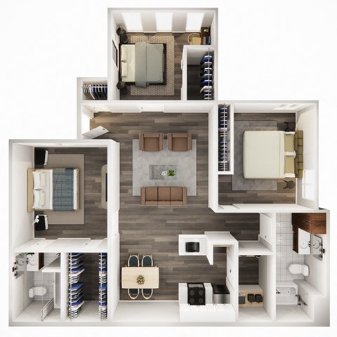 Floor plan for 2 beds, 2 baths, 1180 sqft
